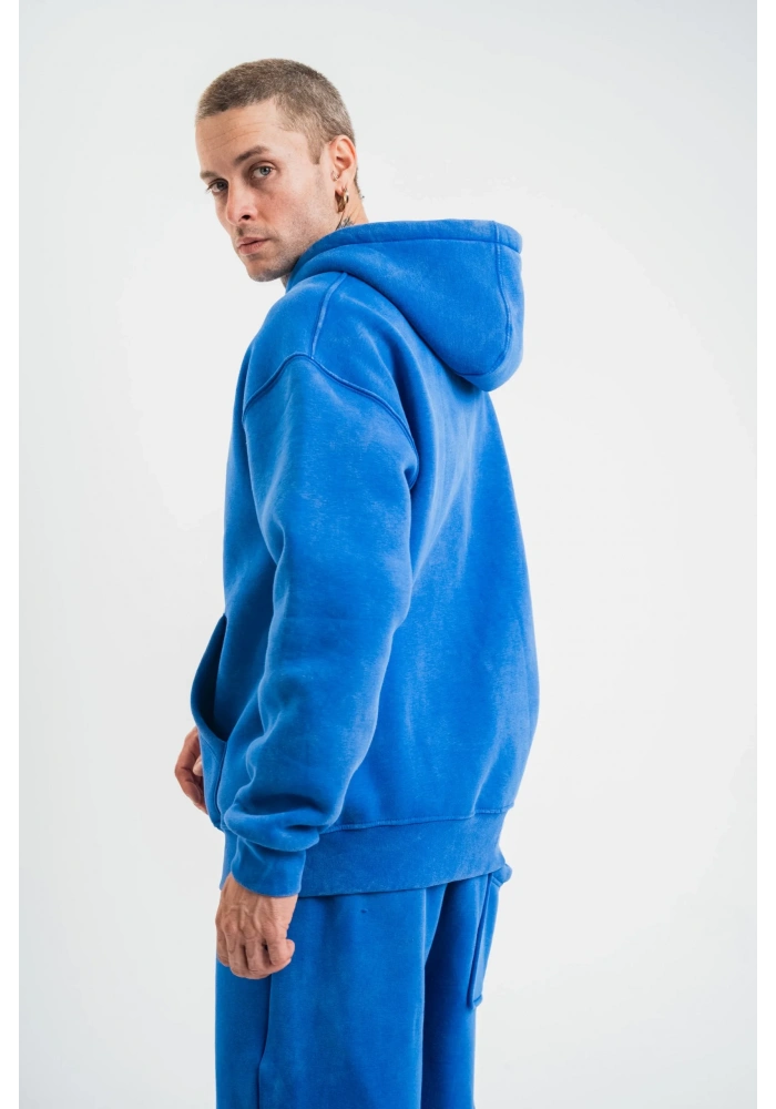 ERKEK Double Oversize Kapşonlu Yıkamalı SweatShirt - Mavi