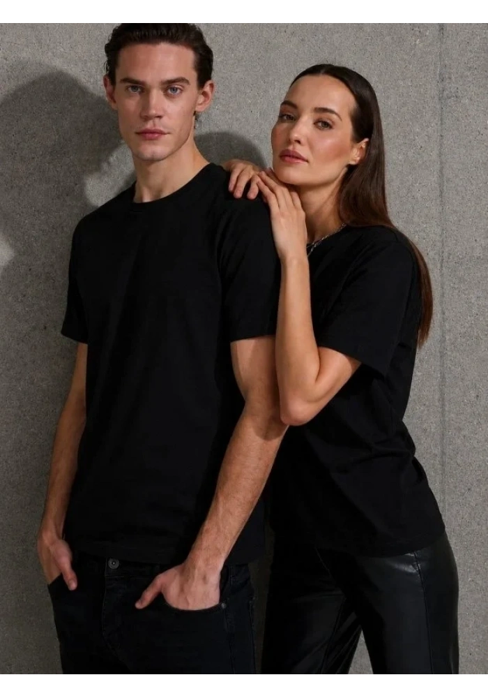 Unisex Kısa Kollu Bisiklet Yaka Basic Viskon Bluz
