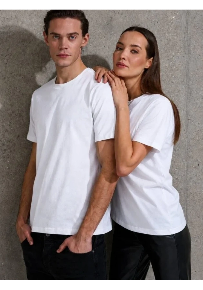 Unisex Kısa Kollu Bisiklet Yaka Basic Viskon Bluz