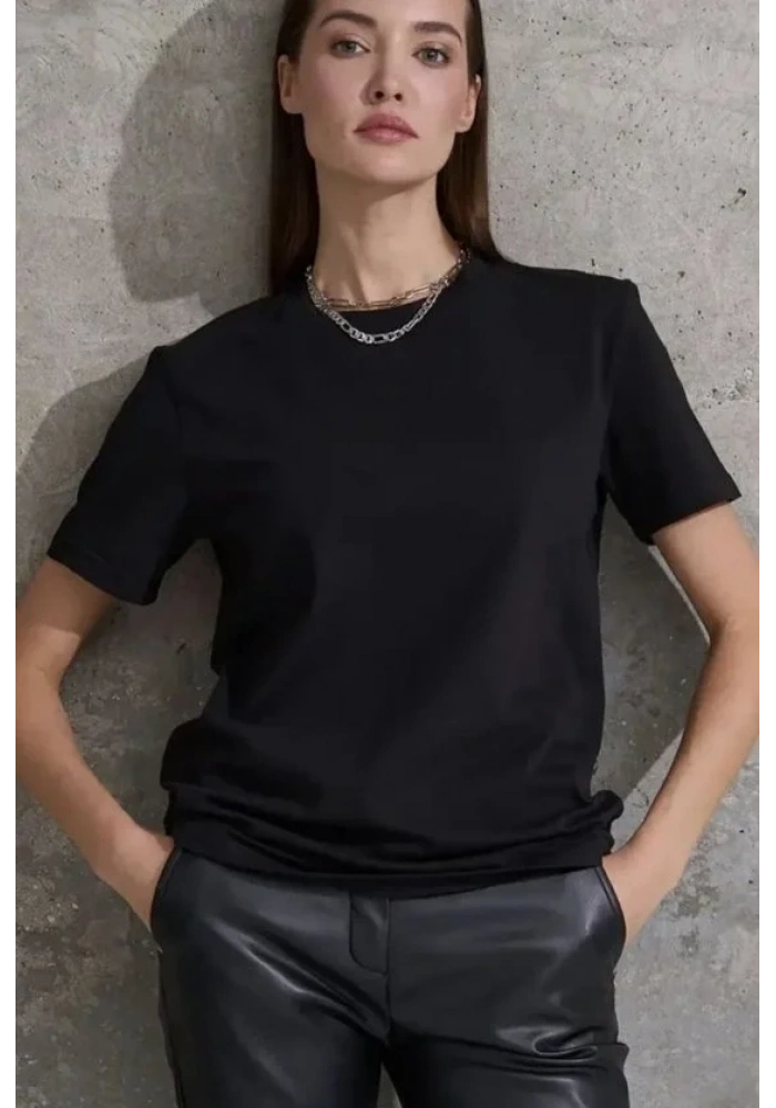 Unisex Kısa Kollu Bisiklet Yaka Basic Viskon Bluz