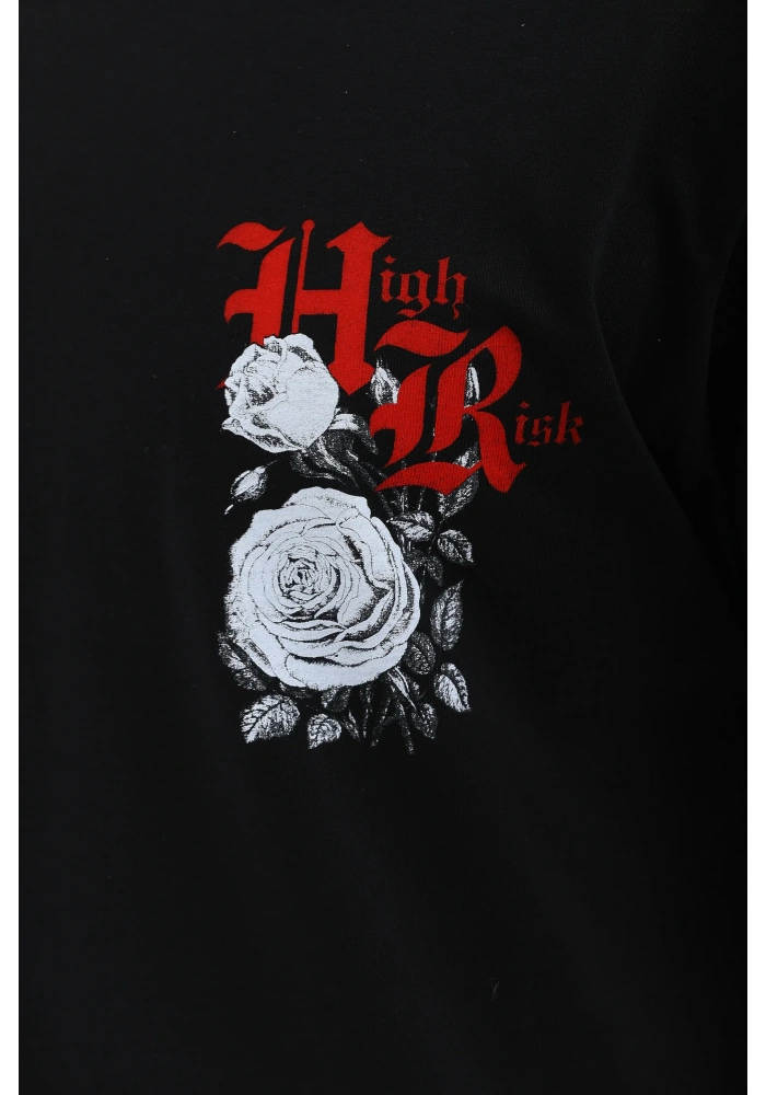 ERKEK Oversize Baskılı Bisiklet Yaka T-Shirt - Siyah