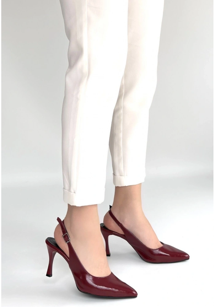 Uster Bordo Rugan Topuklu Ayakkabı