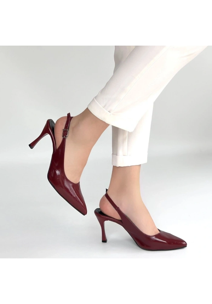 Uster Bordo Rugan Topuklu Ayakkabı