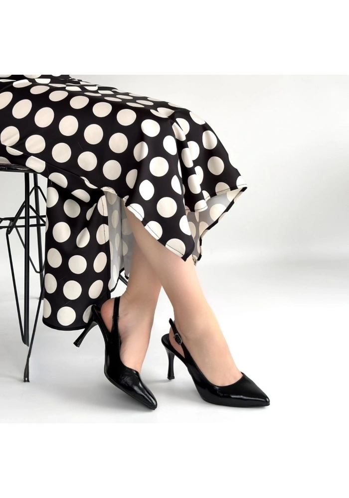 Uster Siyah Rugan Topuklu Ayakkabı