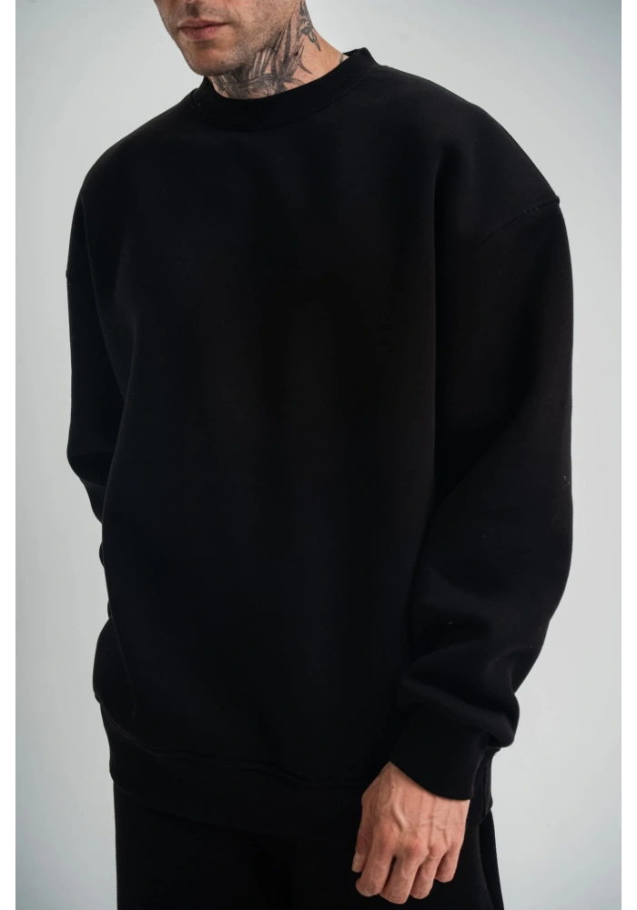 ErkeknUzun Kol Bisiklet Yaka Basic SweatShirt - Siyah