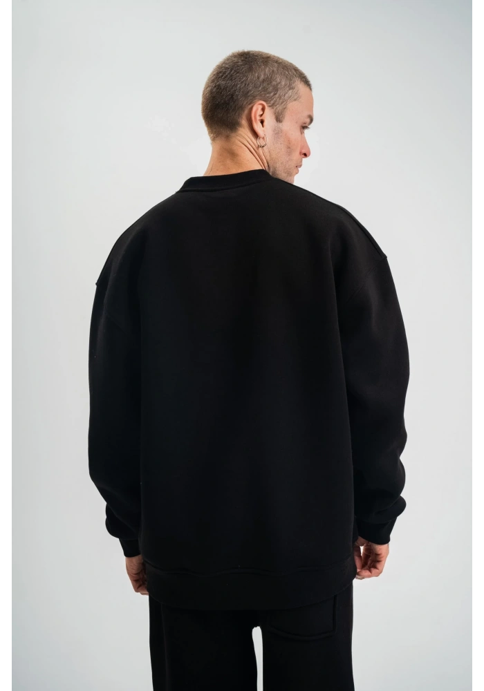 ErkeknUzun Kol Bisiklet Yaka Basic SweatShirt - Siyah