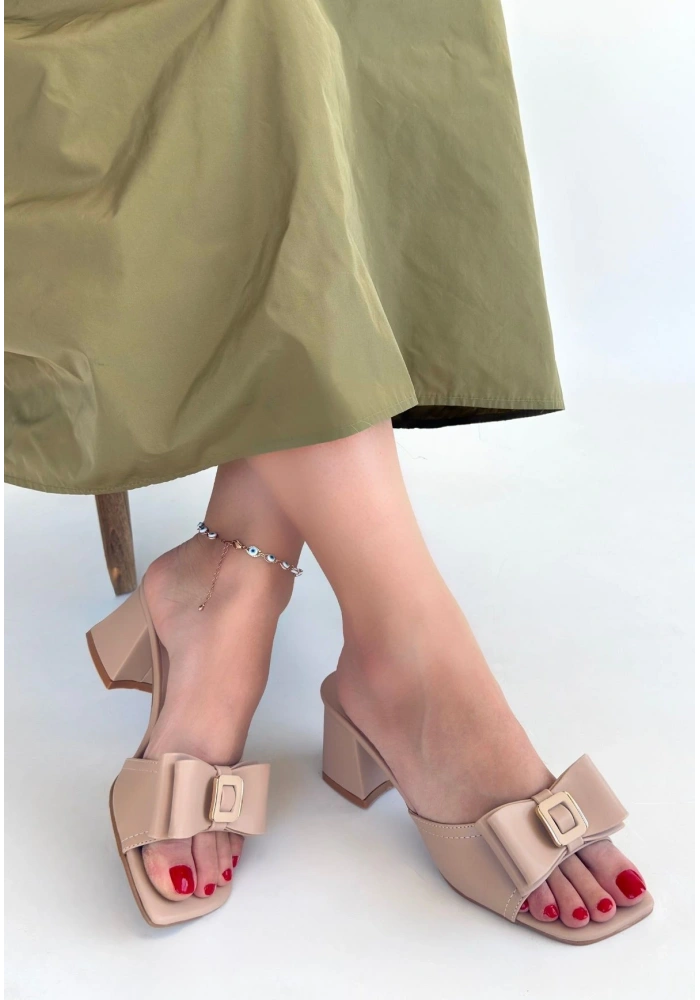 Veor Nude Cilt Topuklu Terlik