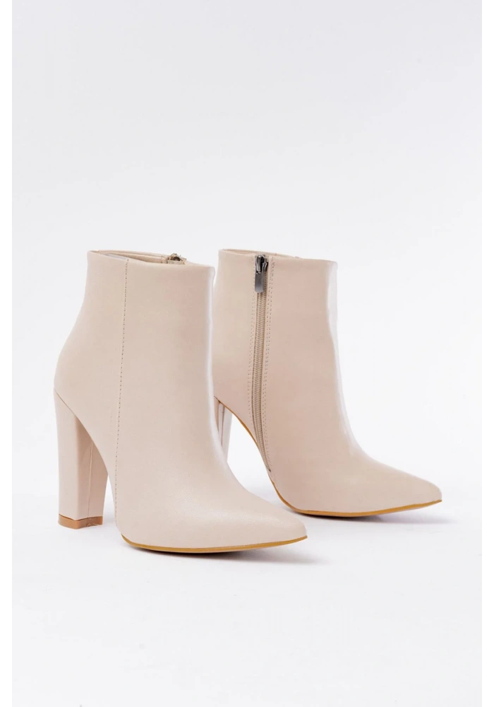 VRT-4801 Bej Yüksek Kalın Topuklu Fermuarlı Kadın Bot