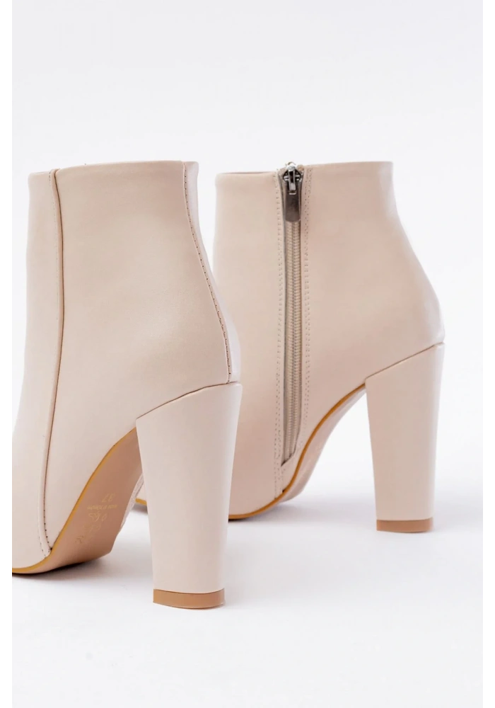 VRT-4801 Bej Yüksek Kalın Topuklu Fermuarlı Kadın Bot
