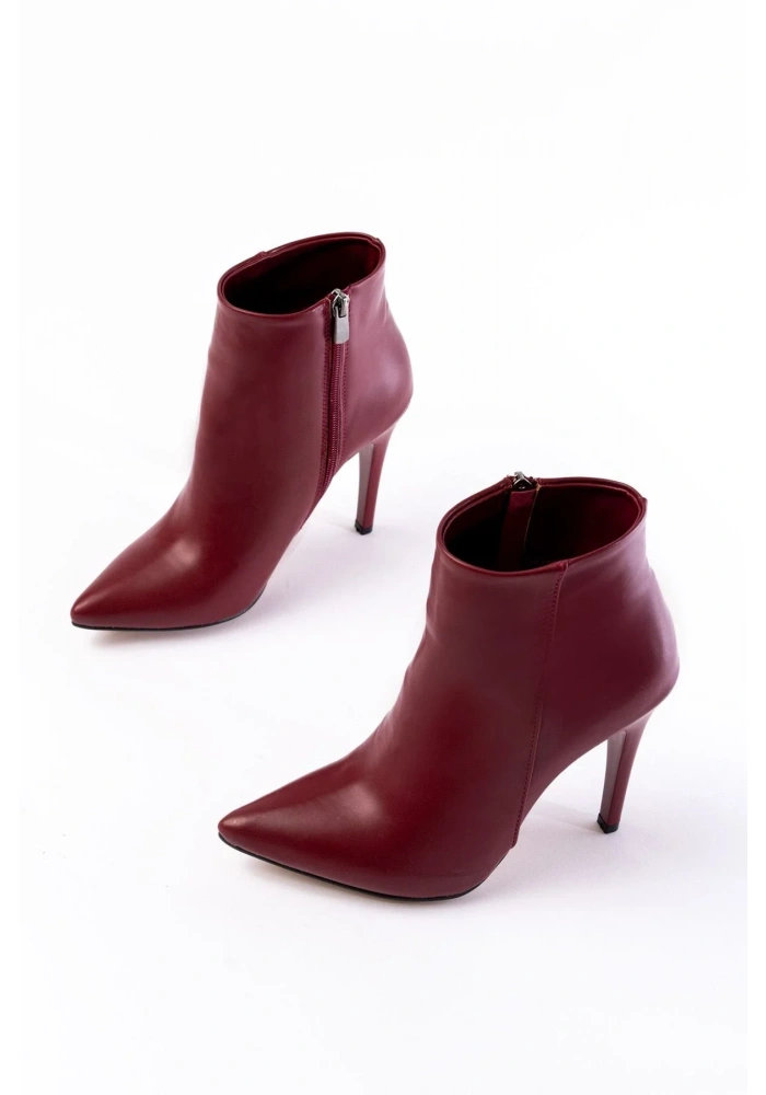 VRT-4802 Bordo Yüksek İnce Topuklu Fermuarlı Kadın Bot
