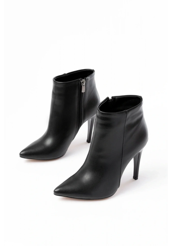 VRT-4802 Siyah Yüksek İnce Topuklu Fermuarlı Kadın Bot