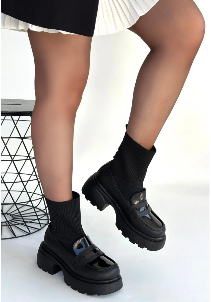 Wanye Siyah Cilt Cilt Streçli Bot