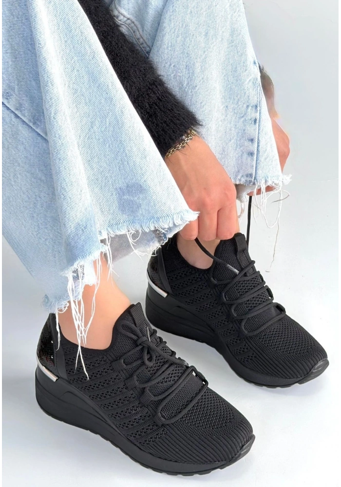 Weor Siyah Triko Bağcıklı Spor Ayakkabı