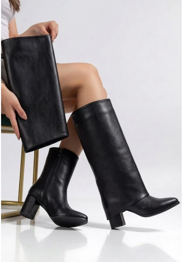 Wila Siyah Cilt Topuklu Tak Çıkar Çizme