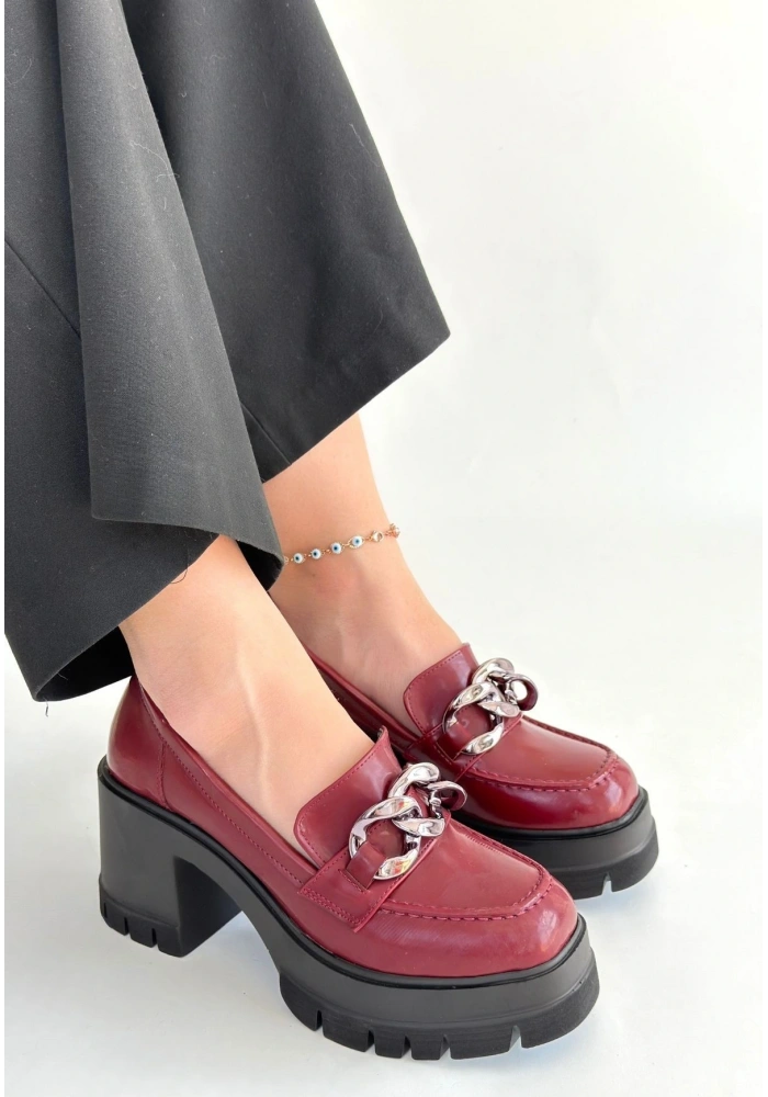 Winar Bordo Rugan Doldu Topuk Ayakkabı