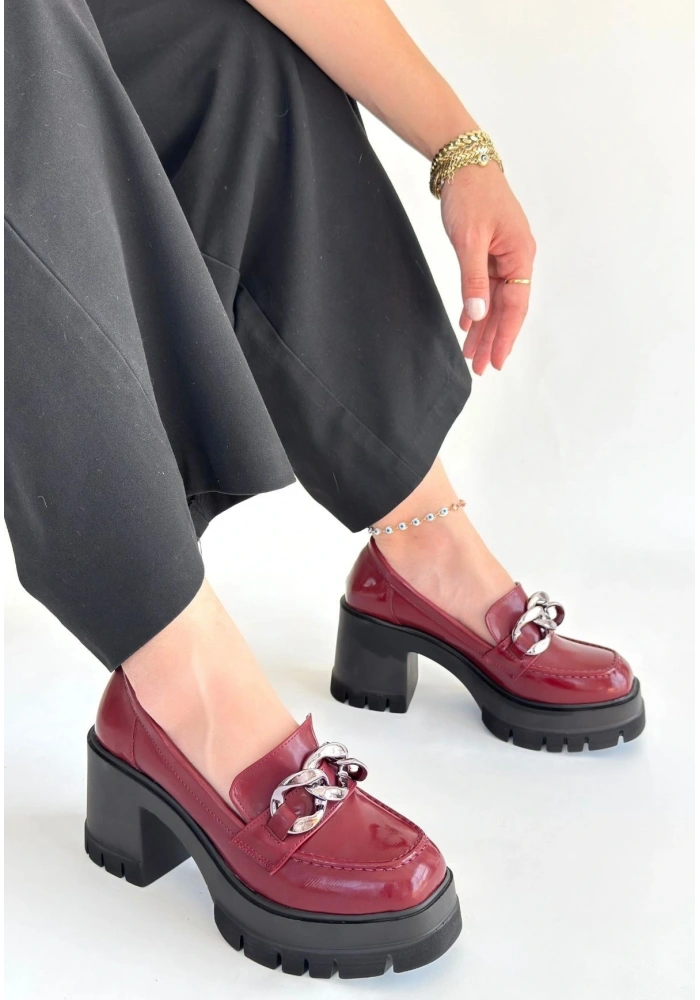 Winar Bordo Rugan Doldu Topuk Ayakkabı