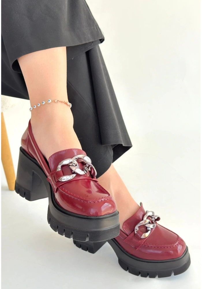 Winar Bordo Rugan Doldu Topuk Ayakkabı