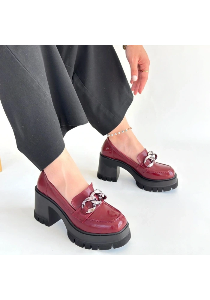 Winar Bordo Rugan Doldu Topuk Ayakkabı