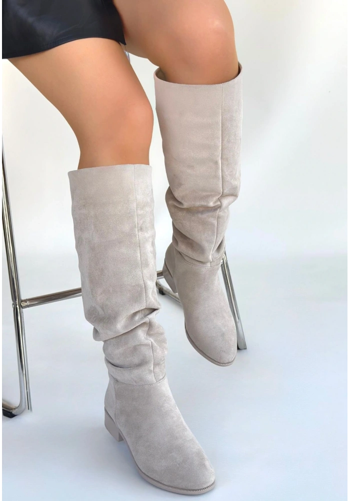 Winda Bej Süet Körüklü Çizme