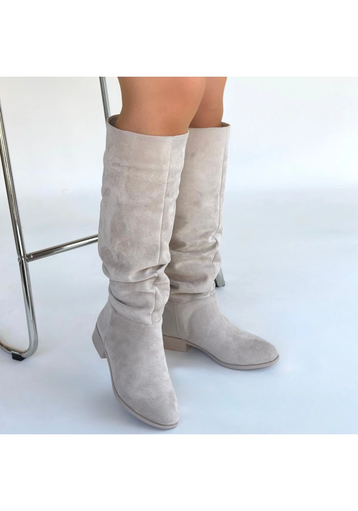 Winda Bej Süet Körüklü Çizme