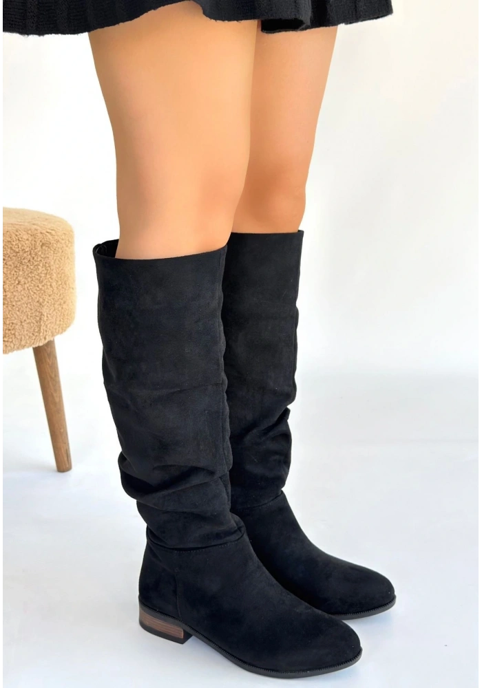 Winda Siyah Süet Körüklü Çizme