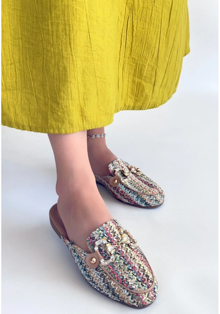 Yenda Renkli Dokumalı Terlik