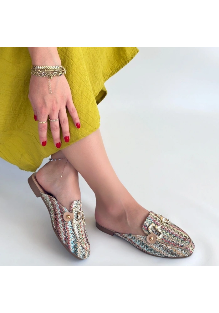 Yenda Renkli Dokumalı Terlik