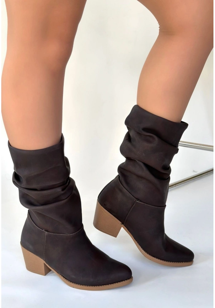 Yior Acı Kahve Nubuk Topuklu Bot