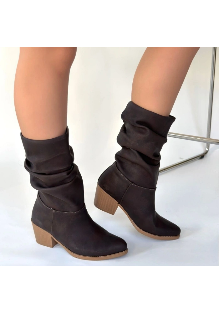 Yior Acı Kahve Nubuk Topuklu Bot