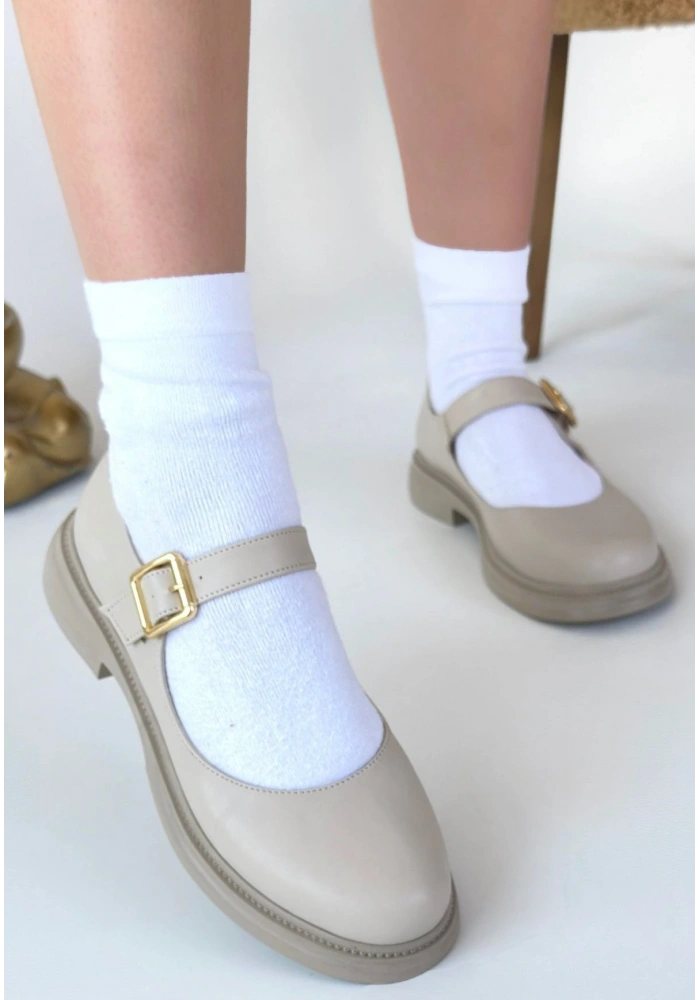 Yokox Bej Cilt Oxford Ayakkabı