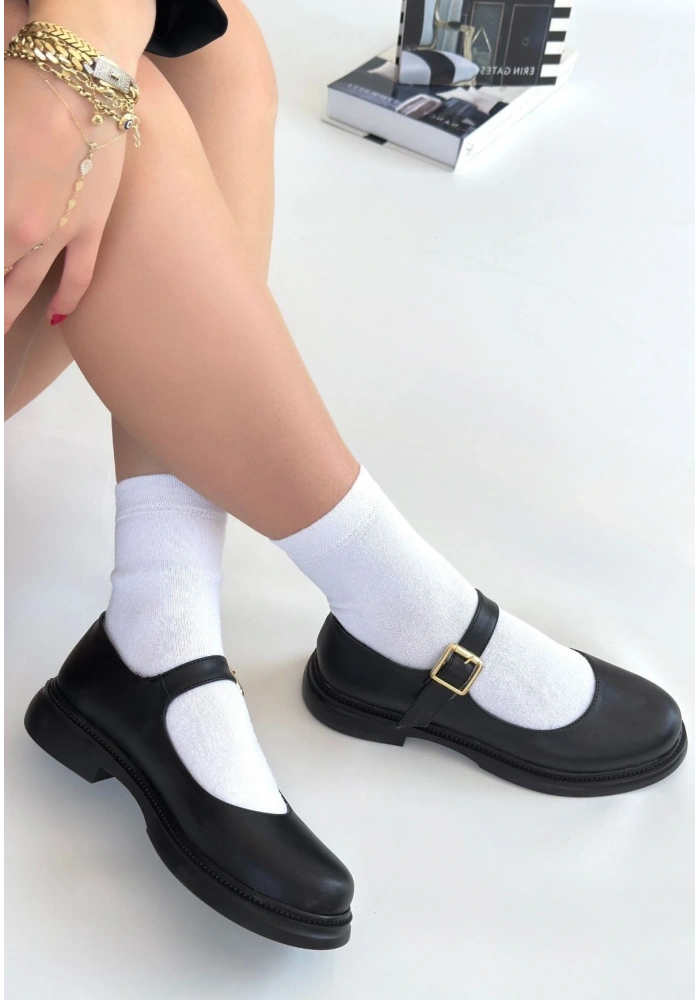 Yokox Siyah Cilt Oxford Ayakkabı