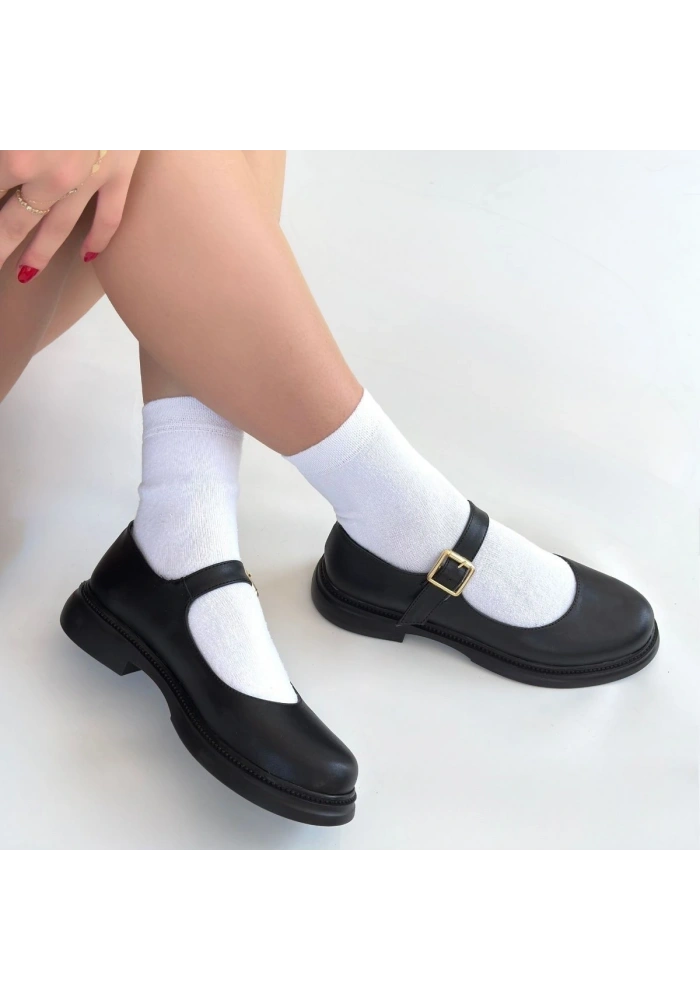 Yokox Siyah Cilt Oxford Ayakkabı