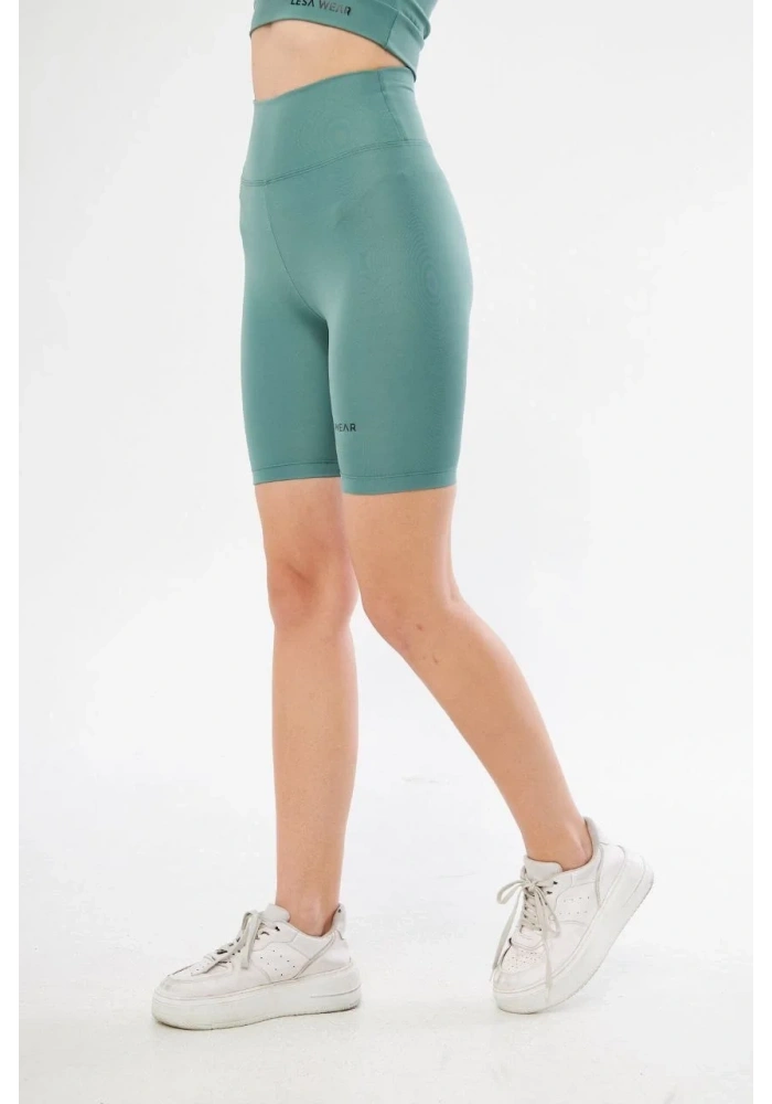 Yüksek Bel Biker Sporcu Şort - Mint Yeşil