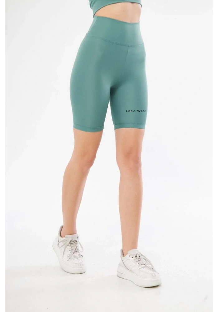 Yüksek Bel Biker Sporcu Şort - Mint Yeşil