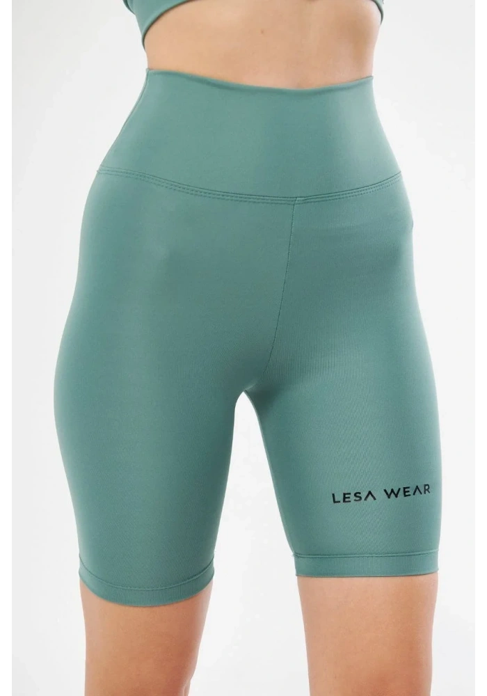 Yüksek Bel Biker Sporcu Şort - Mint Yeşili
