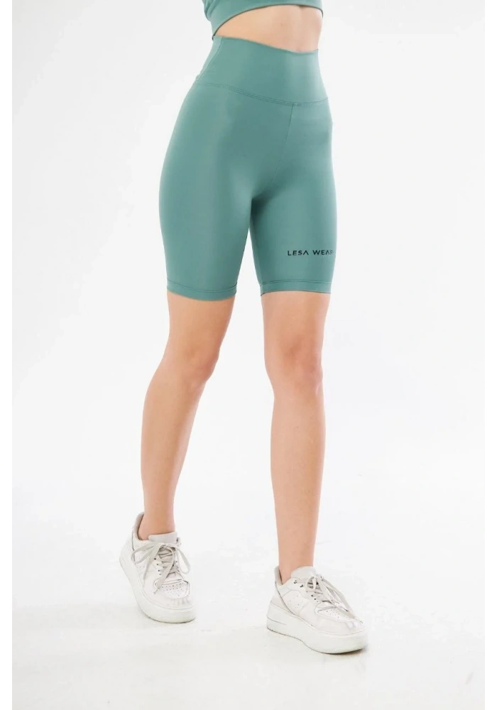 Yüksek Bel Biker Sporcu Şort - Mint Yeşili