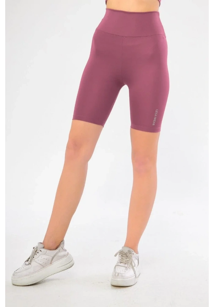 Yüksel Bel Dalgıç Biker Şort - Mor