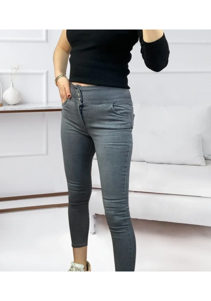 Yüksel Bel Likralı Kot Pantolon (Gri)