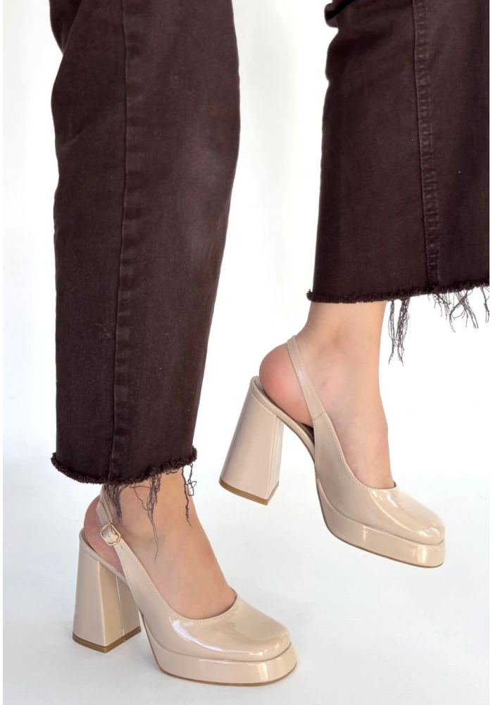 Zuda Bej Rugan Platform Topuk Ayakkabı