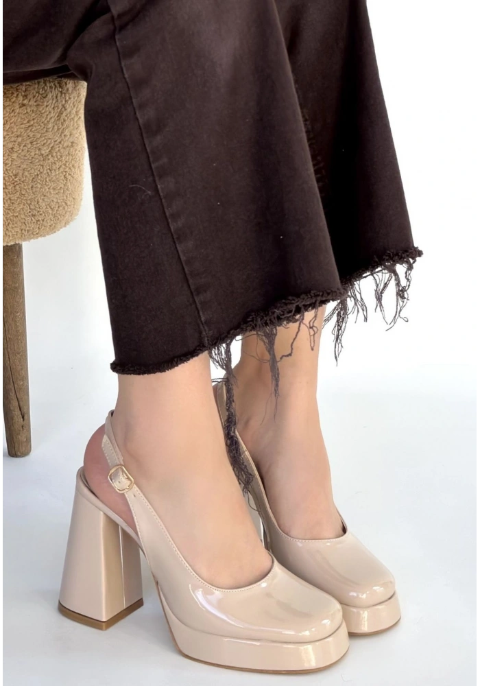 Zuda Bej Rugan Platform Topuk Ayakkabı
