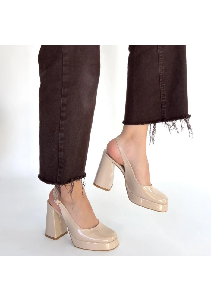 Zuda Bej Rugan Platform Topuk Ayakkabı
