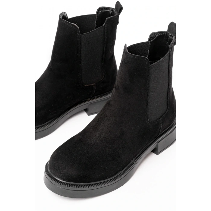 02-2137 Siyah Süet Lastikli Günlük Kadın Bot
