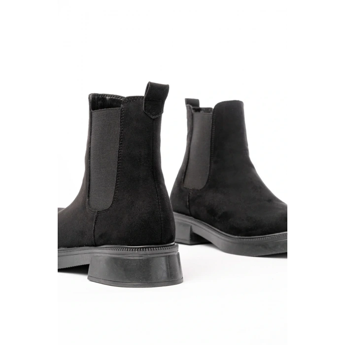 02-2137 Siyah Süet Lastikli Günlük Kadın Bot