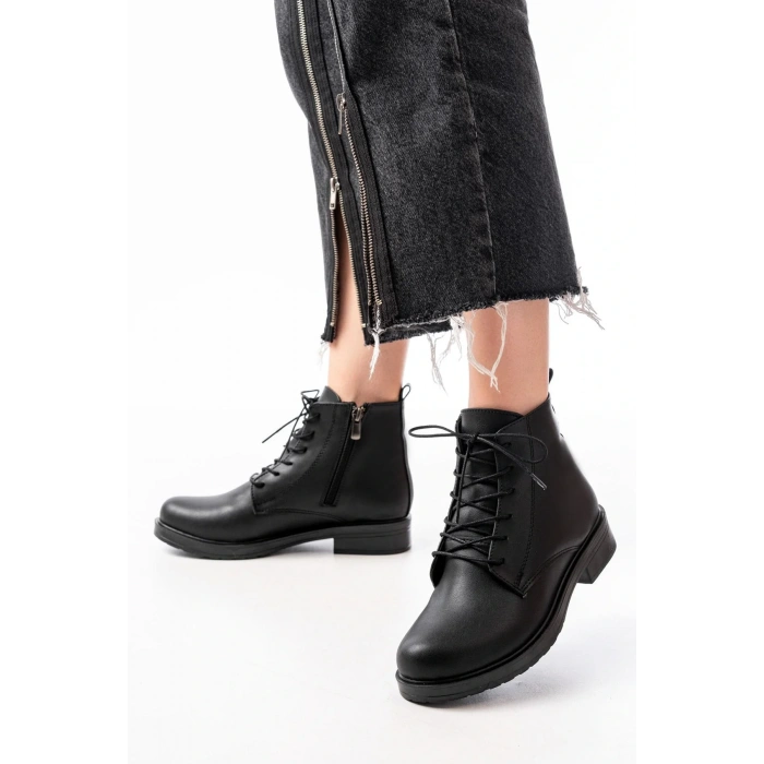 165-225 Siyah Bağcıklı Fermuarlı Günlük Kadın Bot