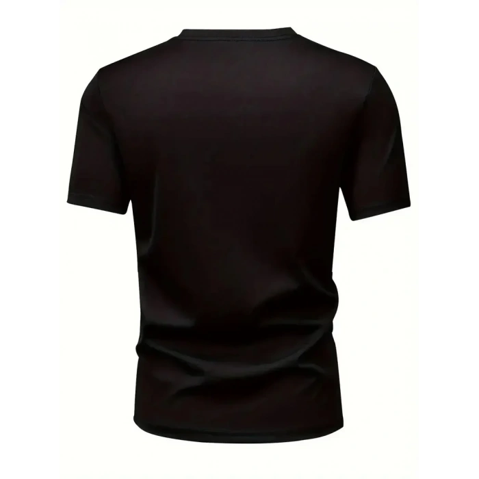 20/1 Penye Compack Baskılı Oversize Bisiklet Yaka Kısa Kol T-shirt - Siyah