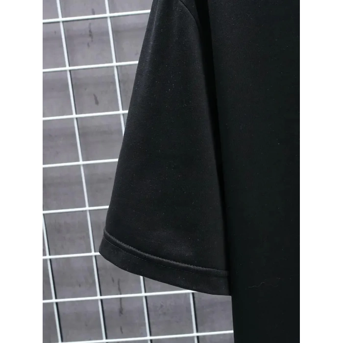 20/1 Penye Compack FUTRE Baskılı Oversize Kısa Kol Bisiklet Yaka T-shirt - Siyah