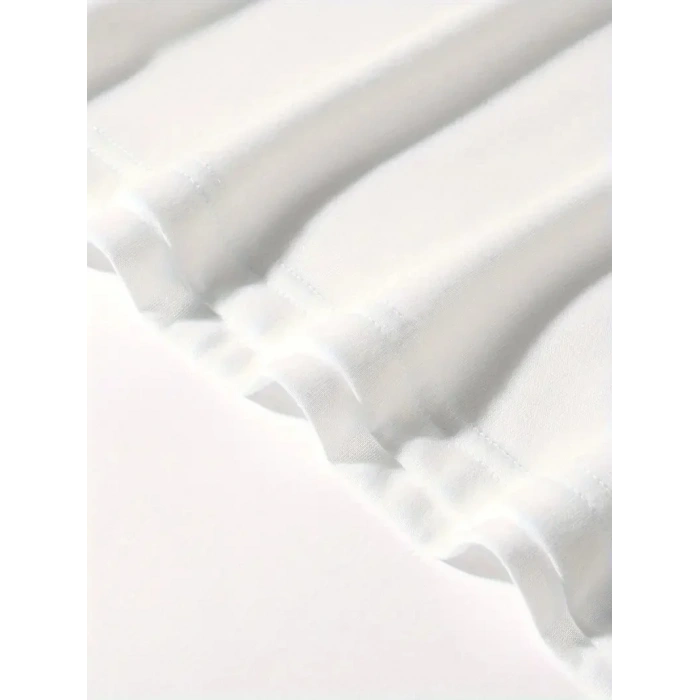 20/1 Penye Compack Ön Arka Ejder Baskılı Oversize Bisiklet Yaka T-shirt - Beyaz