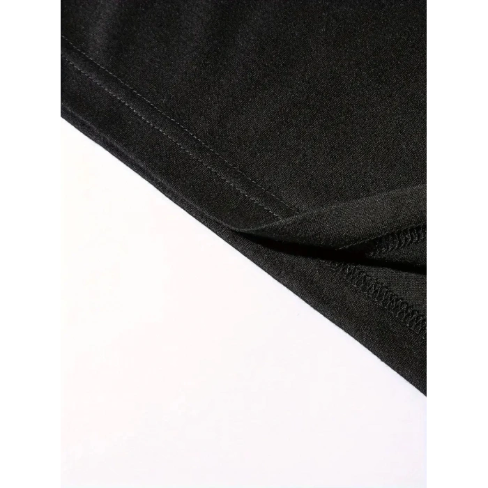 20/1 Penye Compack Vikings Valhalla Baskılı Oversize Bisiklet Yaka T-shirt - Siyah