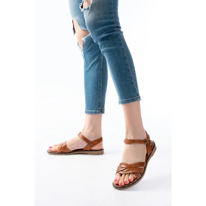 205-037 Taba Hakiki Deri Ortopedik Taban Kadın Sandalet