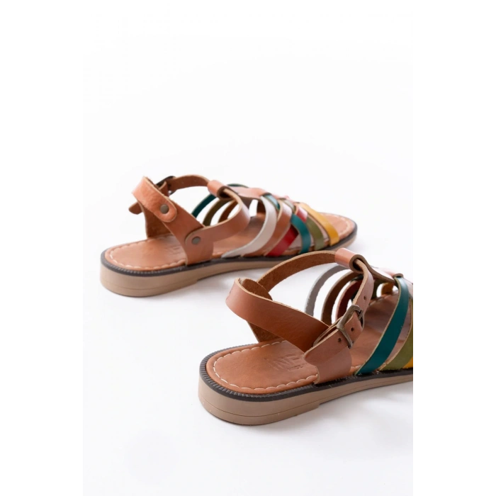 205-208 Multi Hakiki Deri Ortopedik Taban Kadın Sandalet